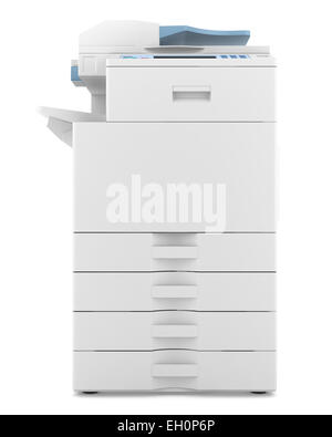 moderne Büro-Multifunktionsdrucker isoliert auf weißem Hintergrund Stockfoto