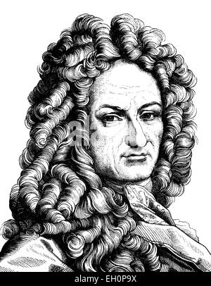 Verbesserte Digitalbild von Gottfried Wilhelm von Leibniz, 1646-1716, Portrait, historische Abbildung, 1880 Stockfoto