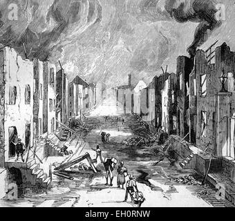 Die verheerenden Brand in Kingston, Jamaika, im Jahre 1883, Orange Street nach dem Brand, historisches Bild, 1883 Stockfoto