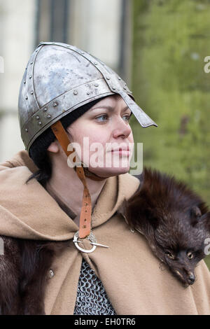 Personen, die teilnehmen in Jorvik Viking Festival, York 2015 Stockfoto