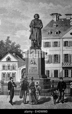 Beethoven-Denkmals in Bonn, Deutschland, historische Abbildung, ca. 1886 Stockfoto