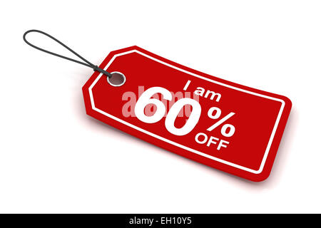 Ich bin 60 Prozent Rabatt Verkauf Tag, 3d render Stockfoto