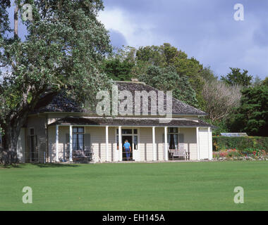 Der Vertrag von Haus und Garten, Waitangi Treaty Grounds, Waitangi, Bay of Islands, Region Northland, Nordinsel, Neuseeland Stockfoto