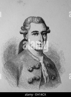 Johann Friedrich Struensee, 1737-1772, Arzt und Minister am dänischen Hof, historischen Holzschnitt, um 1880 Stockfoto