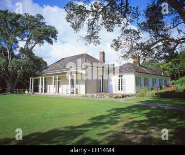 Der Vertrag von Haus und Garten, Waitangi Treaty Grounds, Waitangi, Bay of Islands, Region Northland, Nordinsel, Neuseeland Stockfoto