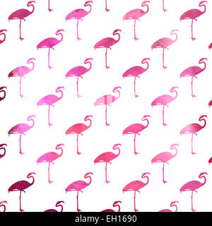 Weiß und Pink Flamingo Aquarell Muster Flamingos Polk Dot Hintergrundtextur Stockfoto