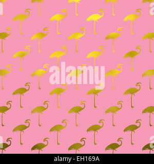 Gold und rosa Flamingo Muster Flamingos Polk Dot Hintergrundtextur Stockfoto