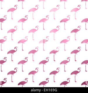 Weiß und Pink Flamingo Faux Metallfolie Muster Flamingos Polk Dot Hintergrundtextur Stockfoto