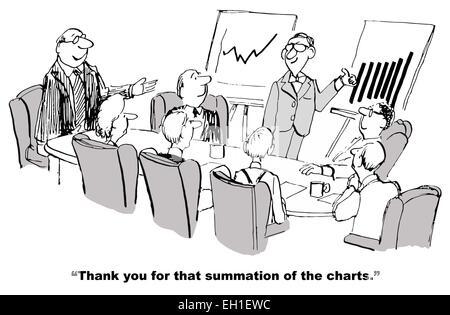 Cartoon des Kaufmanns geben Daumen nach oben Signal für Erfolg, vielen Dank für die Summierung der Charts. Stock Vektor