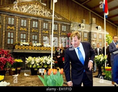 König Willem-Alexander öffnet die 35. Frühling Garten Breezand, 4. März 2015. Über 40 Winzer aus dem Kopf von Nordholland Messe jedes Jahr in dieser Ausstellung eine Vielzahl von Lampen gehören Tulpen, Narzissen, Krokusse und Hyazinthen RPE/Albert Nieboer / Frankreich, - Nein-Draht-Dienst - Stockfoto