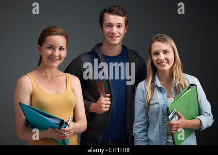 Studio-Porträt von drei Studenten Stockfoto