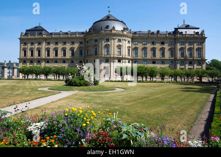 Würzburger Residenz mit Gericht Gärten, Würzburg Stadt, Bayern, Deutschland, Europa Stockfoto