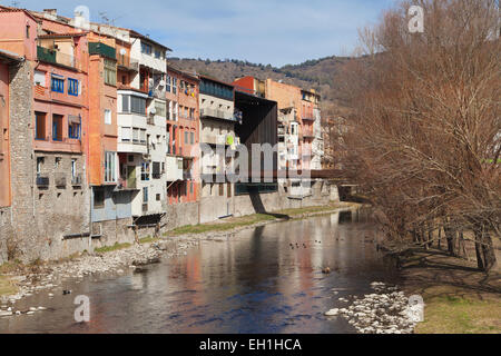 Fluss Ter durch Ripoll, Provinz Girona, Catalonia. Stockfoto