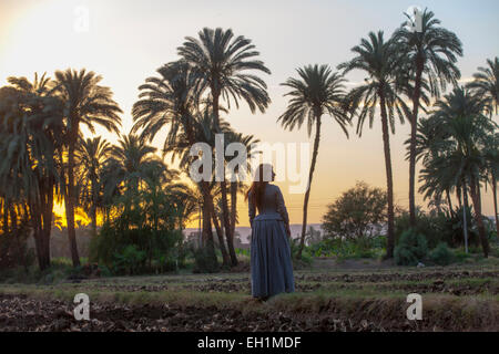 Dreharbeiten zu den Trailer für den Roman der heilige Fluß von Wendy Wallace in Luxor, Ägypten Stockfoto