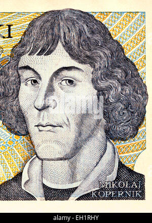 Detail aus einem polnischen 1000zl Banknote zeigt Porträt von Mikolaj Kopernik / Nicolaus Copernicus (1473-1543) Stockfoto