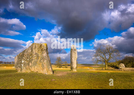 Averbury März Sonnenschein Stockfoto