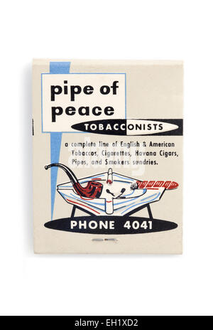 Vintage britische Matchbook Werbung Pipe Of Peace Trafiken (hintere oder hintere Ansicht) Stockfoto