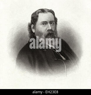 Antike c1885 Stahlstich, James Russell Lowell. James Russell Lowell (22. Februar 1819 - 12. August 1891) war US-amerikanischer romantisch Dichter, Kritiker, Redakteur und Diplomat. Er ist verbunden mit dem Kamin Dichter, eine Gruppe von Neu-England-Autoren waren unter den ersten amerikanischen Dichtern, die die Popularität des britischen Poeten wetteifern. Stockfoto