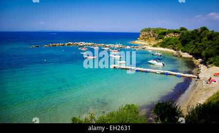 Banana Beach, Insel Zakynthos, Griechenland. Schöne Aussicht auf Banana Beach auf der griechischen Insel Zakynthos. Stockfoto
