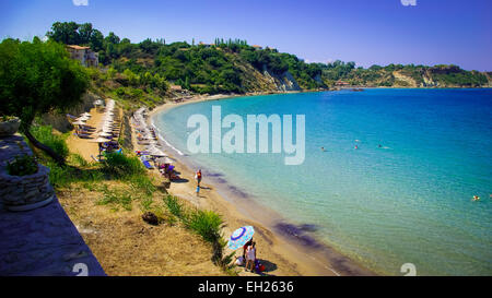 Banana Beach, Insel Zakynthos, Griechenland. Schöne Aussicht auf Banana Beach auf der griechischen Insel Zakynthos. Stockfoto