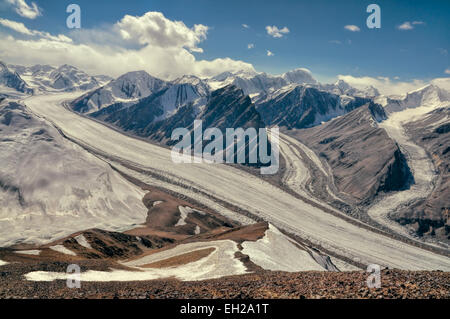 Herrliche Fedchenko Gletscher im Pamir-Gebirge in Tadschikistan Stockfoto