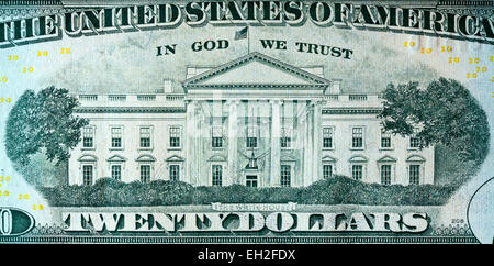 Das weiße Haus von 20 Dollar Banknote, USA, 2009 Stockfoto