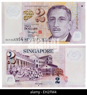 2 Dollar Banknote, Präsident Yusof bin Ishak, Bildung, Singapur, 2005 Stockfoto