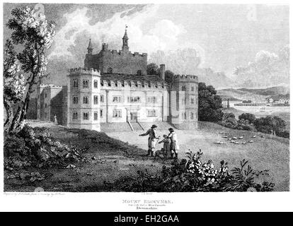 Eine Gravur von Mount Edgcumbe gescannt Devonshire in hoher Auflösung aus einem Buch, gedruckt im Jahre 1803. Stockfoto