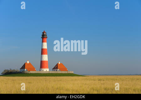 Leuchtturm Westerheversand, Halbinsel Eiderstedt, Westerhever, Deutschland Stockfoto