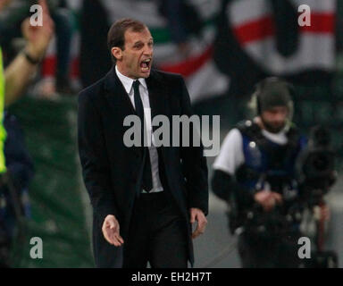 Rom, Italien. 2. März 2015. Massimiliano Allegri in der italienischen Serie A-Fußballspiel zwischen AS Rom und Juventus FC im Olympiastadion. © Ciro De Luca/ZUMAPRESS.com/Alamy Live-Nachrichten Stockfoto