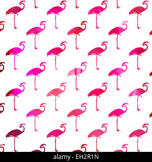 Weiß und Pink Flamingo Aquarell Muster Flamingos Polk Dot Hintergrundtextur Stockfoto