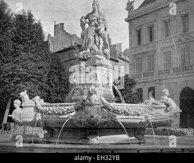 Eines der ersten Autotypen Estrangin Fontaine Brunnen, Marseille, Frankreich, historische Fotos, 1884 Stockfoto