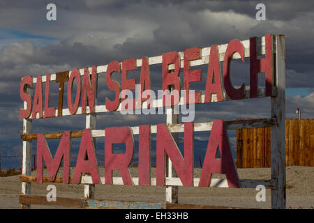 Salton Sea Beach Marina Strand Straßenschild Stockfoto