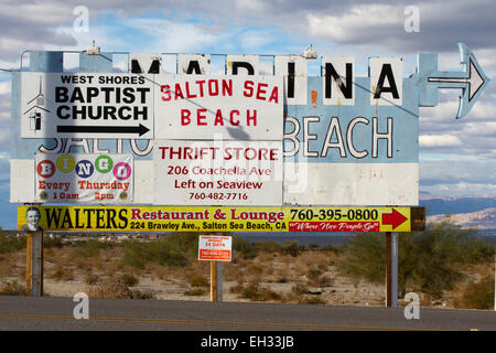 Melden Sie für ehemalige Salton Sea Marina Beach Kalifornien USA Stockfoto