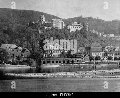 Frühe Autotype Heidelberg, Baden-Württemberg, Deutschland, historische Fotografien, 1884 Stockfoto