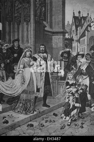 Albrecht Duerer Hochzeit, Albrecht Duerer der jüngere, 1471-1528, deutscher Maler, Grafiker, Mathematiker und Kunsttheoretiker, Holzschnitt 1888 Stockfoto
