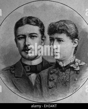 Prinz Heinrich von Preußen, Prinz Albert Wilhelm Heinrich von Preußen, 1862-1929, Großadmiral der kaiserlichen Marine und seine Frau Irene, Holzschnitt 1888 Stockfoto