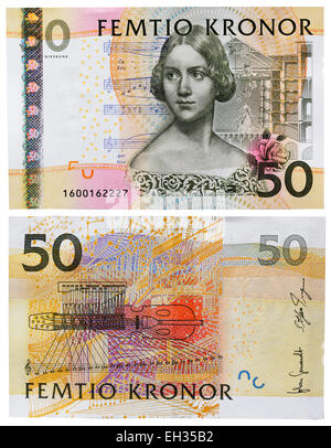 50-Kronen-Banknote, Sängerin Jenny Lind, Schweden, 2004 Stockfoto