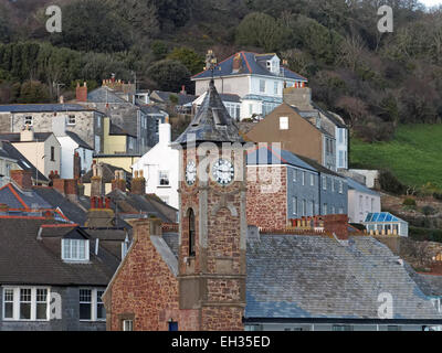 Kingsand und Cawsand Sturm beschädigt Clock Tower Cornwall GROSSBRITANNIEN Stockfoto