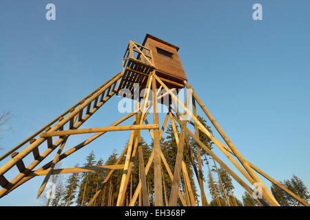 Weitwinkelaufnahme Hochsitz, Odenwald, Hessen, Deutschland Stockfoto
