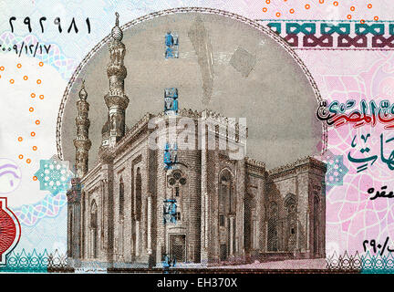 Al-Rifa'i Moschee (Royal) in Kairo von 10 Pfund Banknote, Ägypten, 2004 Stockfoto