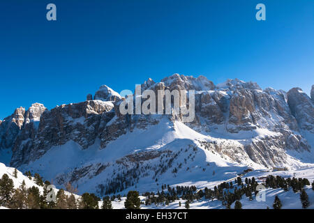 Passo Gardena und Sellagruppe, Val Gardena, Bezirk Bozen, Trentino Alto Adige, Dolomiten, Italien Stockfoto