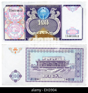 100 Summe Banknote, Usbekistan, 1994 Stockfoto