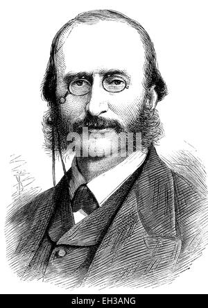 Jacques Offenbach, 1819-1880, als Jakob Eberst, französischer Komponist und Cellist deutscher und jüdischer Abstammung, geboren als Begründer der modernen Operette, Holzstich, 1880 Stockfoto