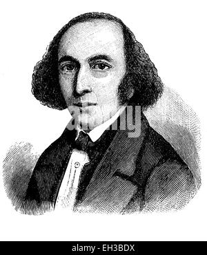 Historische Zeichnung aus dem 19. Jahrhundert, Porträt von Johann Jacoby, 1805-1877, ein deutscher Arzt, Pionier der jüdischen Gleichheit, preußischer Politiker und radikaler Demokrat Stockfoto