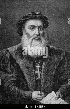 Dom Vasco da Gama, Graf von Vidigueira (1469-1524) war ein portugiesischer Seefahrer und Entdecker des Seeweges nach Indien. Stockfoto