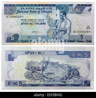 5 Birr Banknote, Äthiopien, 2013 Stockfoto