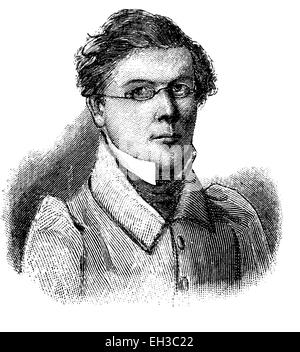 Fritz Reuter, 1810-1874, richtiger Name Heinrich Ludwig Christian Friedrich Reuter, gilt als einer der bedeutendsten deutschen Dichter und Schriftsteller der niederdeutschen Sprache, historische Holzschnitt, ca. 1880 Stockfoto