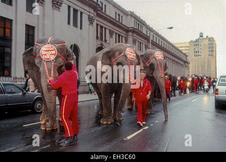 Ringling Brüder Barnum und Bailey Zirkus-Parade durch Midtown Manhattan Stockfoto