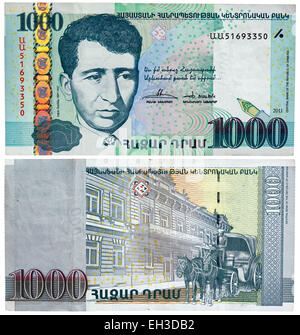 1000 DRAM-Banknote, Yeghishe Charents, Armenien, 2011 Stockfoto